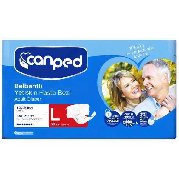 Canped Tekstil Yüzey Belbantlı Hasta Bezi Large 30'lu